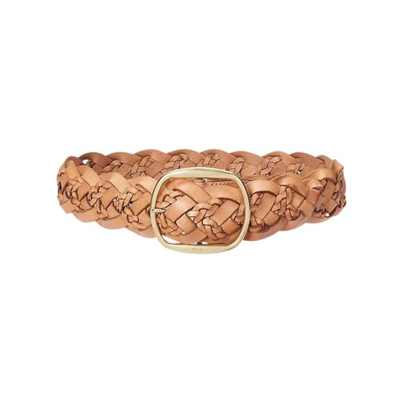 POLO RALPH LAUREN Double-Braided Leather Belt Natural S - Picture 1 of 11